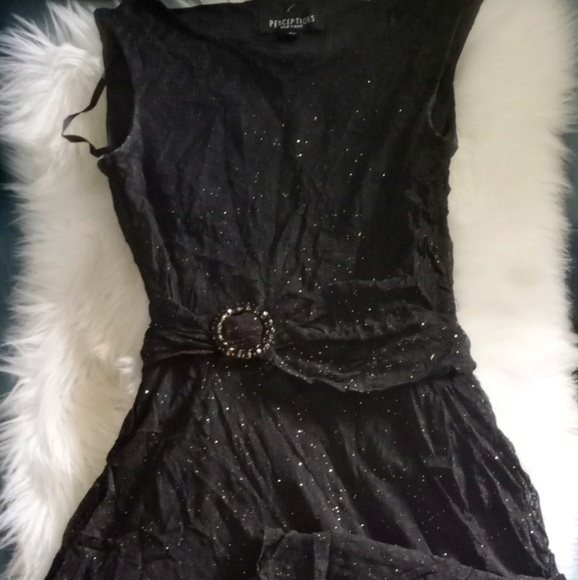 Black & Gold Glitter Cocktail Dress - Picture 3 of 3